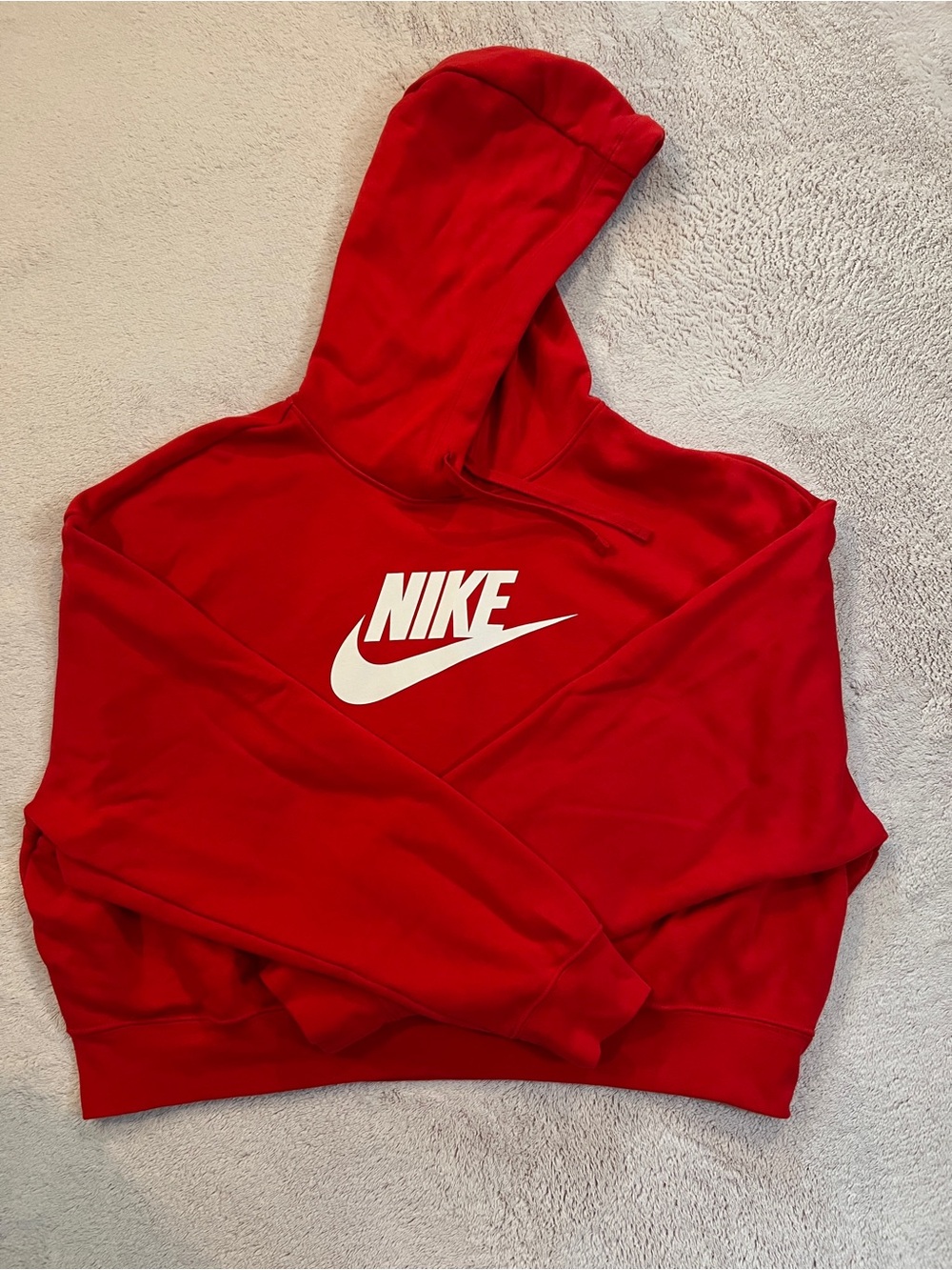 Nike Women's Red Cropped Pullover Hoodie Sweatshirt Size Large
